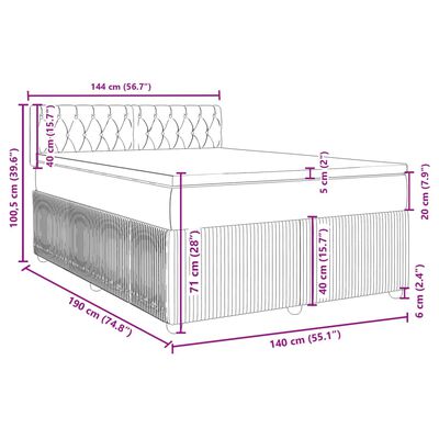 vidaXL Boxspring met matras fluweel zwart 140x190 cm