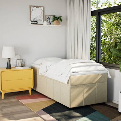 vidaXL Boxspring met matras stof crèmekleurig 80x200 cm