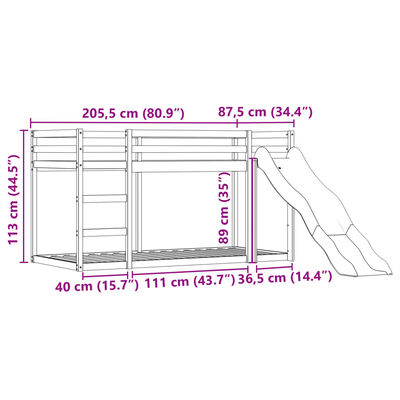 vidaXL Stapelbed met glijbaan en gordijnen roze 80x200 cm