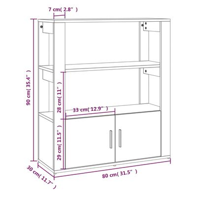 vidaXL Dressoir 80x30x90 cm bewerkt hout hoogglans wit