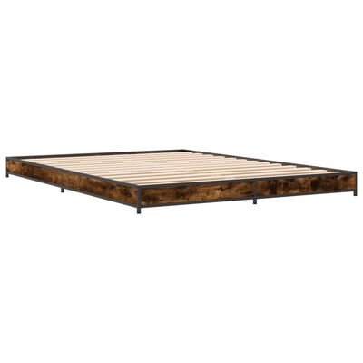 vidaXL Bedframe bewerkt hout metaal gerookt eikenkleurig 140x190 cm