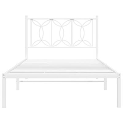 vidaXL Bedframe met hoofdbord metaal wit 100x200 cm