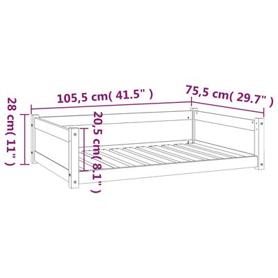 vidaXL Hondenmand 105,5x75,5x28 cm massief grenenhout