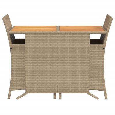 vidaXL 3-delige Bistroset met kussens poly rattan beige