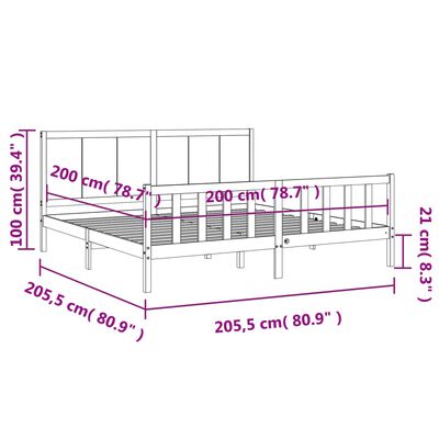 vidaXL Bedframe met hoofdbord massief hout honingbruin 200x200 cm