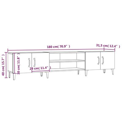 vidaXL Tv-meubel 180x31,5x40 cm bewerkt hout gerookt eikenkleurig