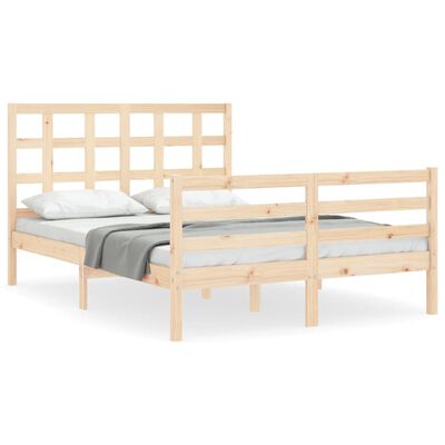 vidaXL Bedframe met hoofdbord massief hout 140x190 cm