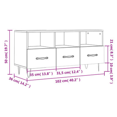 vidaXL Tv-meubel 102x36x50 cm bewerkt hout sonoma eikenkleurig