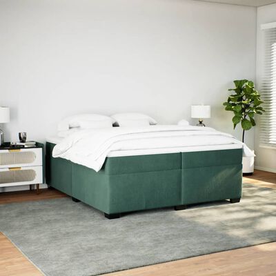 vidaXL Boxspring met matras fluweel donkergroen 200x200 cm