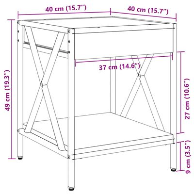 vidaXL Salontafel met Infinity LED 40x40x49 cm zwart