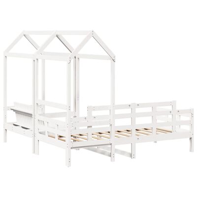 vidaXL Kinderbed met bank en huisje massief grenenhout wit 90x190 cm