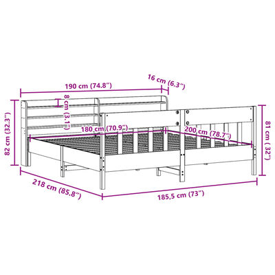 vidaXL Bedframe zonder matras massief grenenhout wit 180x200 cm