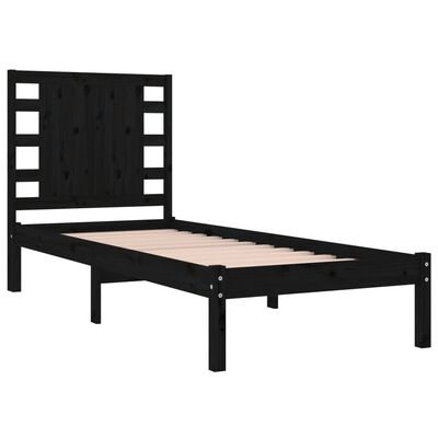 vidaXL Bedframe massief hout zwart 90x190 cm