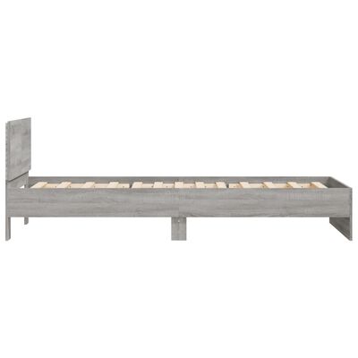 vidaXL Bedframe met hoofdbord en LED grijs sonoma eiken 100x200 cm