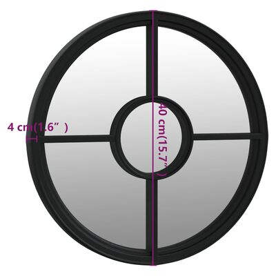 vidaXL Tuinspiegel rond 40x4 cm ijzer zwart