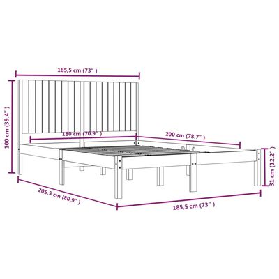 vidaXL Bedframe massief hout 180x200 cm