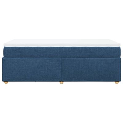 vidaXL Boxspring met matras stof blauw 90x200 cm