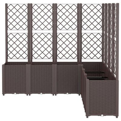 vidaXL Plantenbak met latwerk 160x160x140 cm polypropeen bruin