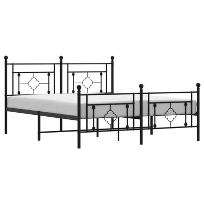 vidaXL Bedframe met hoofd- en voeteneinde metaal zwart 150x200 cm