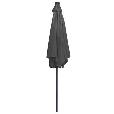 vidaXL Parasol met LED-verlichting en aluminium paal 300 cm antraciet