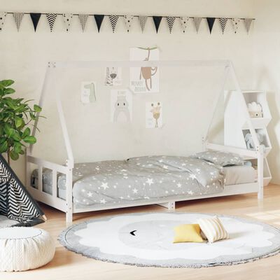 vidaXL Kinderbedframe 90x200 cm massief grenenhout wit