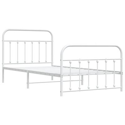 vidaXL Bedframe met hoofd- en voeteneinde metaal wit 100x200 cm