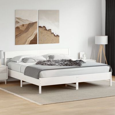 vidaXL Bedframe zonder matras massief grenenhout wit 180x200 cm