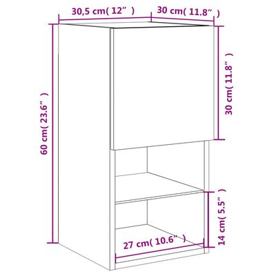 vidaXL Tv-meubelen 2 st met LED-verlichting 30,5x30x60 cm bruineiken