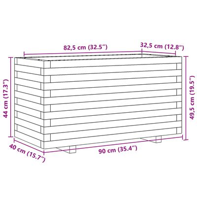 vidaXL Plantenbak 90x40x49,5 cm massief grenenhout