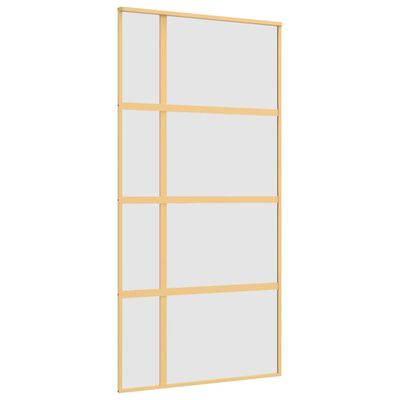 vidaXL Schuifdeur 102,5x205 cm mat ESG-glas en aluminium goudkleurig