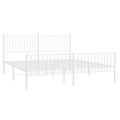 vidaXL Bedframe met hoofd- en voeteneinde metaal wit 183x213 cm