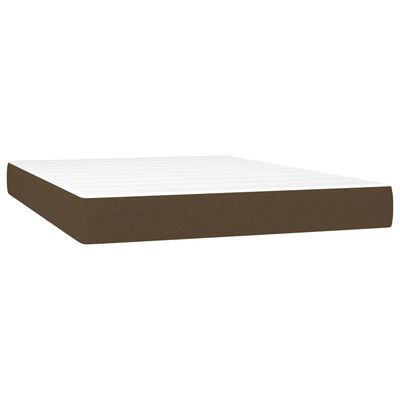 vidaXL Boxspring met matras en LED stof donkerbruin 140x200 cm