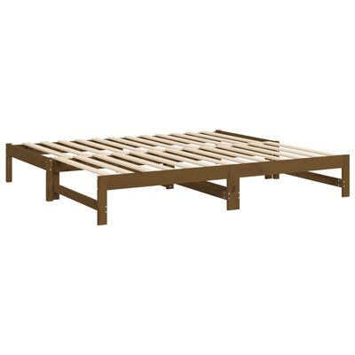 vidaXL Slaapbank uitschuifbaar grenenhout honingbruin 2x(75x190) cm