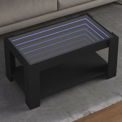 vidaXL Salontafel met LED 93x53x45 cm bewerkt hout zwart