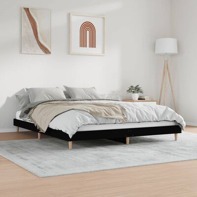 vidaXL Bedframe massief hout zwart 200x200 cm