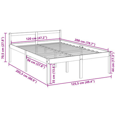 vidaXL Seniorenbed massief grenenhout wit 120x200 cm