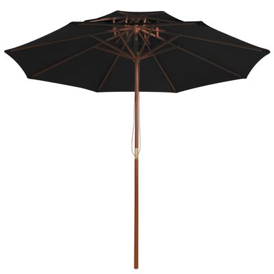 vidaXL Parasol dubbeldekker met houten paal 270 cm zwart