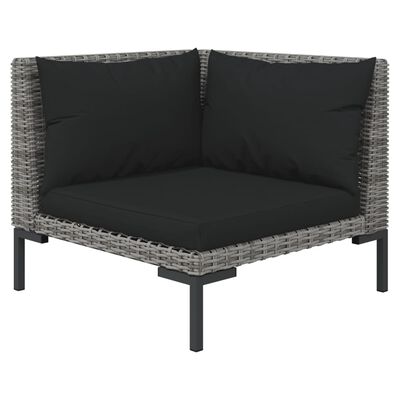 vidaXL 9-delige Loungeset met kussens poly rattan donkergrijs