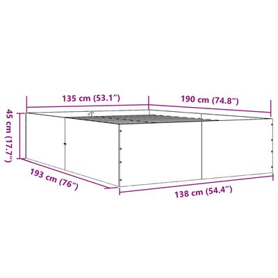 vidaXL Bedframe bewerkt hout zwart 135x190 cm