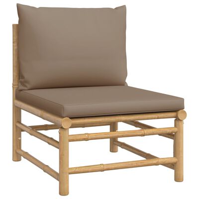 vidaXL 5-delige Loungeset met kussens bamboe taupe