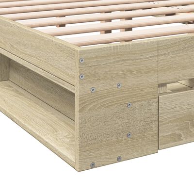 vidaXL Bedframe met lades bewerkt hout sonoma eikenkleurig 140x200 cm