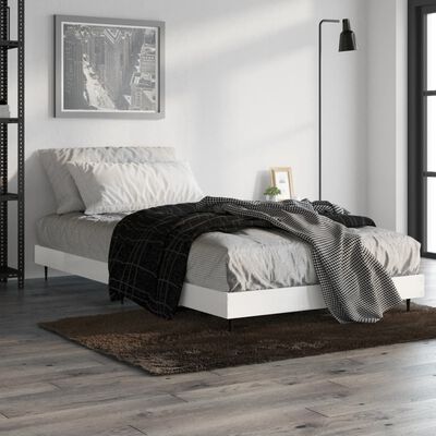 vidaXL Bedframe bewerkt hout hoogglans wit 90x200 cm