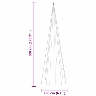 vidaXL Vlaggenmast kerstboom 732 LED's meerkleurig 500 cm