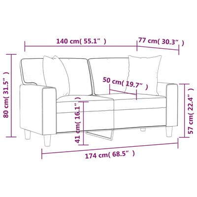 vidaXL Tweezitsbank met sierkussens 140 cm kunstleer zwart