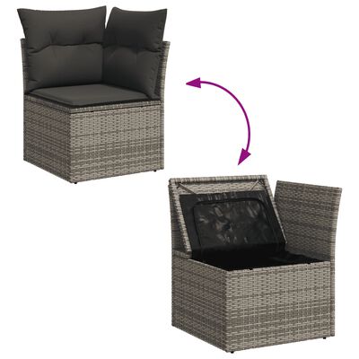 vidaXL 8-delige Loungeset met kussens poly rattan grijs