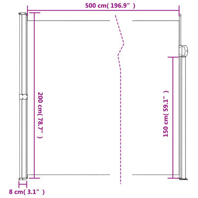 vidaXL Windscherm uittrekbaar 200x500 cm zwart