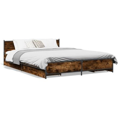 vidaXL Bedframe met lades bewerkt hout gerookt eikenkleurig 120x200 cm