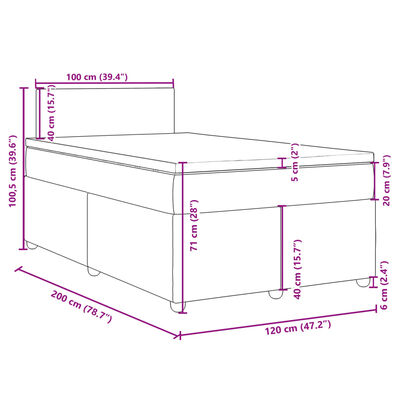 vidaXL Boxspring met matras stof zwart 120x200 cm