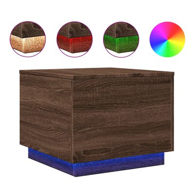 vidaXL Salontafel met LED-verlichting 50x50x40 cm bruin eikenkleur