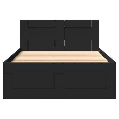 vidaXL Bedframe met hoofdbord bewerkt hout zwart 75x190 cm